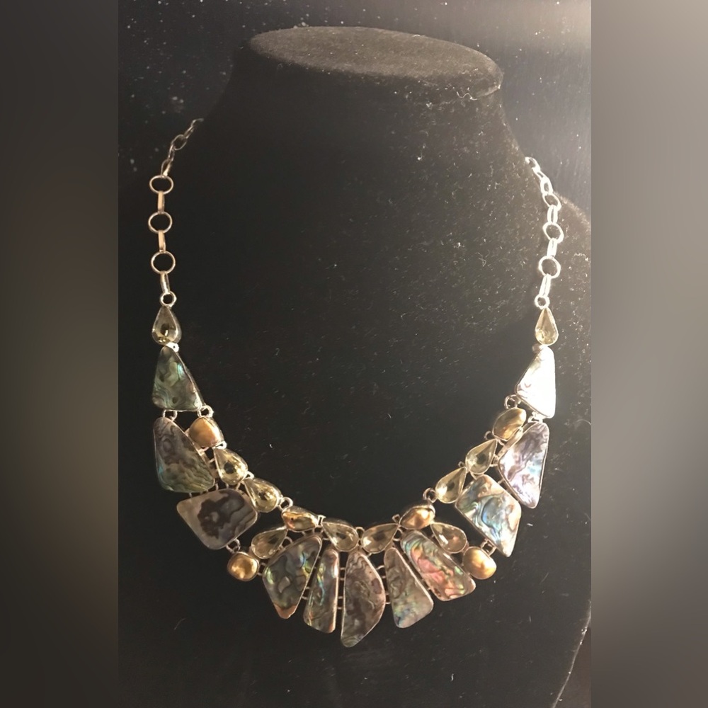 Abalone Stamped 925 Sterling Silver Necklace